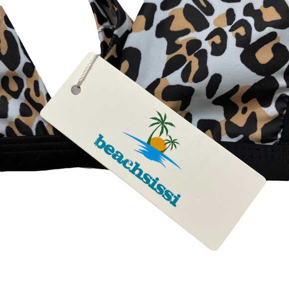 BEACHSISSI *NEW* Cross Design Leopard Print Bikini Top Medium BCJ007948 - Picture 6 of 9